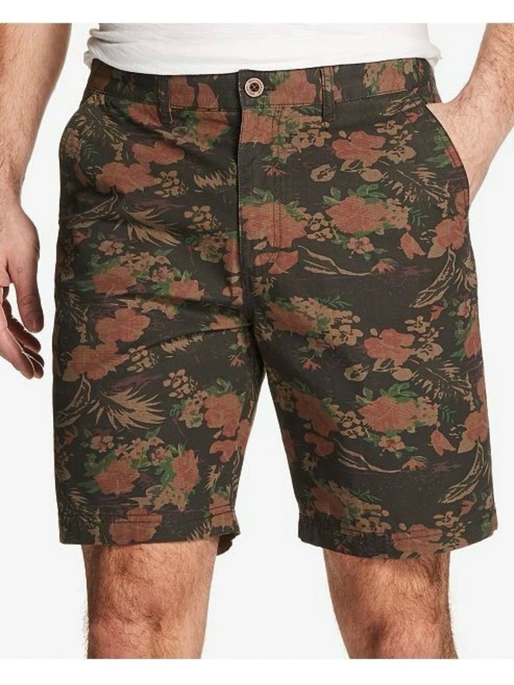 Weatherproof Vintage 40w Men's  Floral Flat Front Chino Zip-Fly Shorts